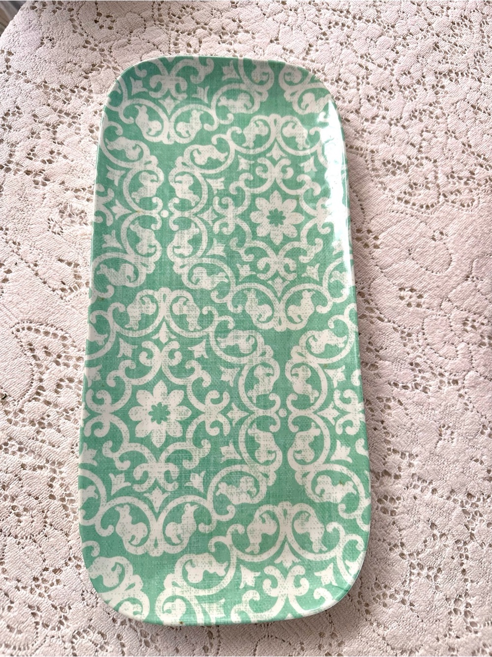 Mint Green Patterned Melanine Decorative Tray